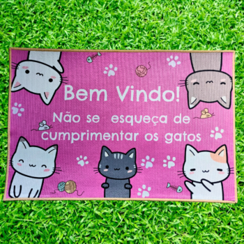 Tapete de entrada "Cumprimente os gatos" 55x35cm