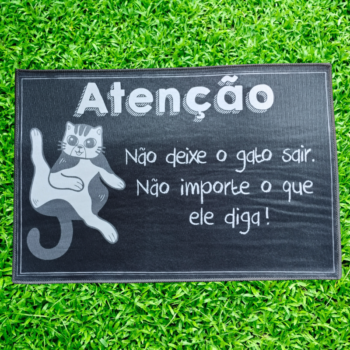 Tapete de entrada "Não deixe o gato sair" 55x35cm
