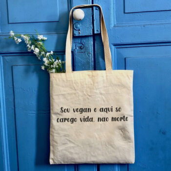 Ecobag básica algodão cru com mensagem
