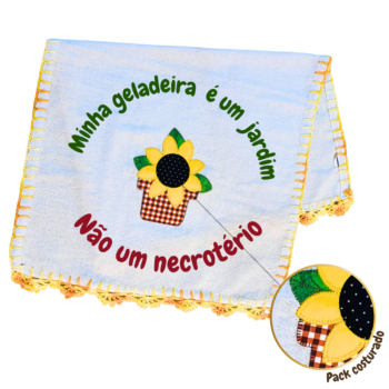 Pano de prato "Minha geladeira" desenho bordado