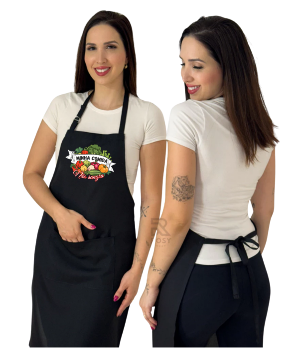 Avental com bolso "Minha comida não sangra" - Imagem 2
