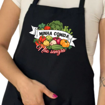 Avental com bolso "Minha comida não sangra"