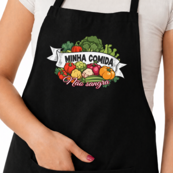 Avental com bolso e ajuste "Minha comida não sangra"