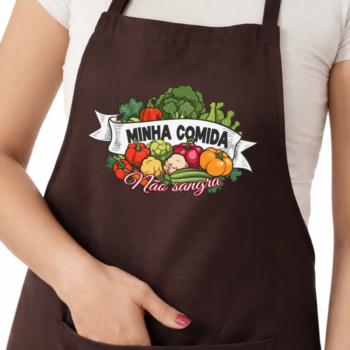 Avental com bolso e ajuste "Minha comida não sangra"