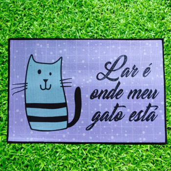 Tapete de entrada "Lar é onde meu gato está" 55x35cm