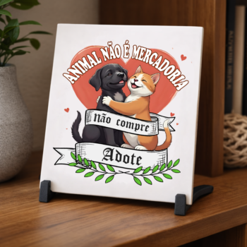 Azulejo decorativo 15x15cm "Adote"