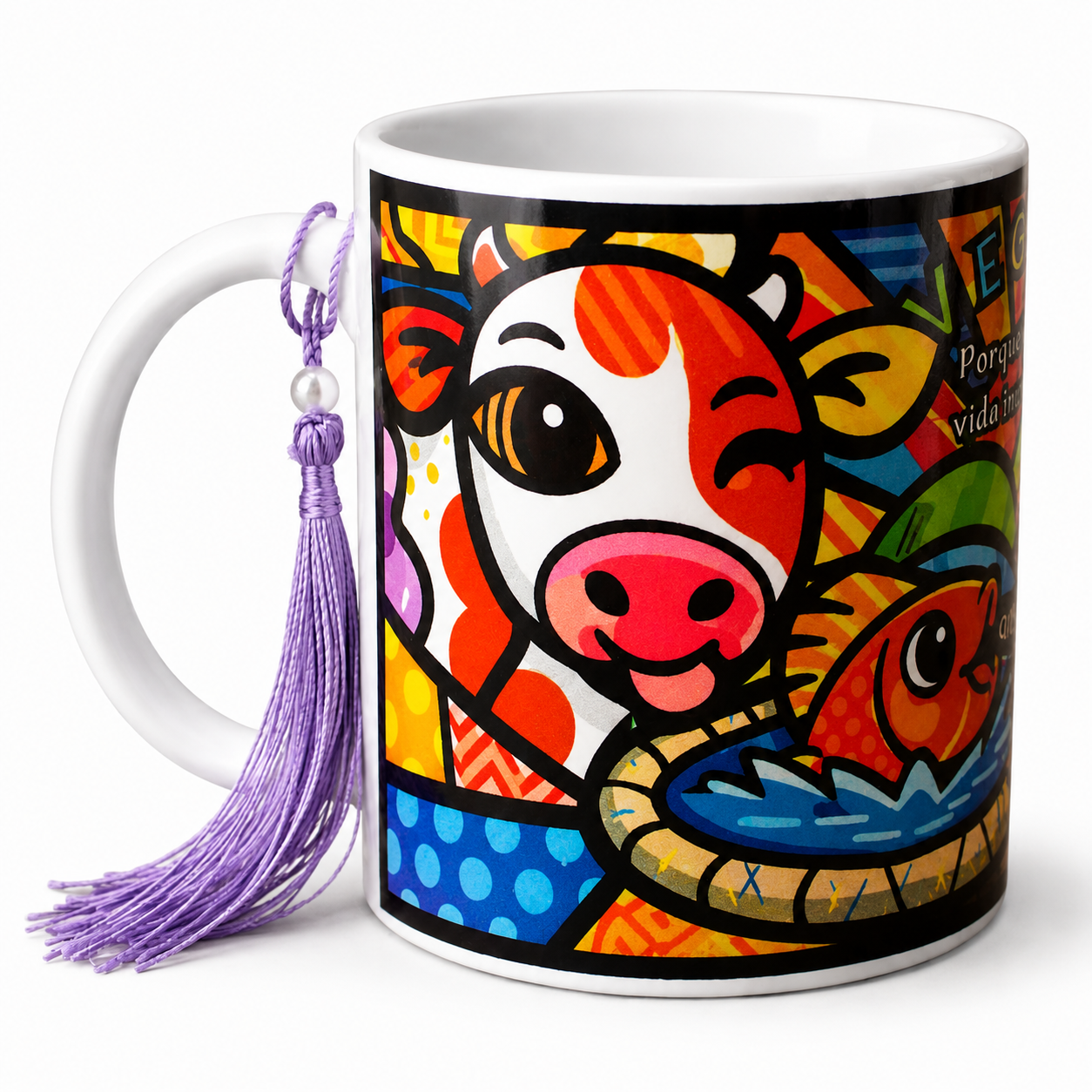 Caneca de cerâmica"Vegan porque toda vida importa" - Imagem 3
