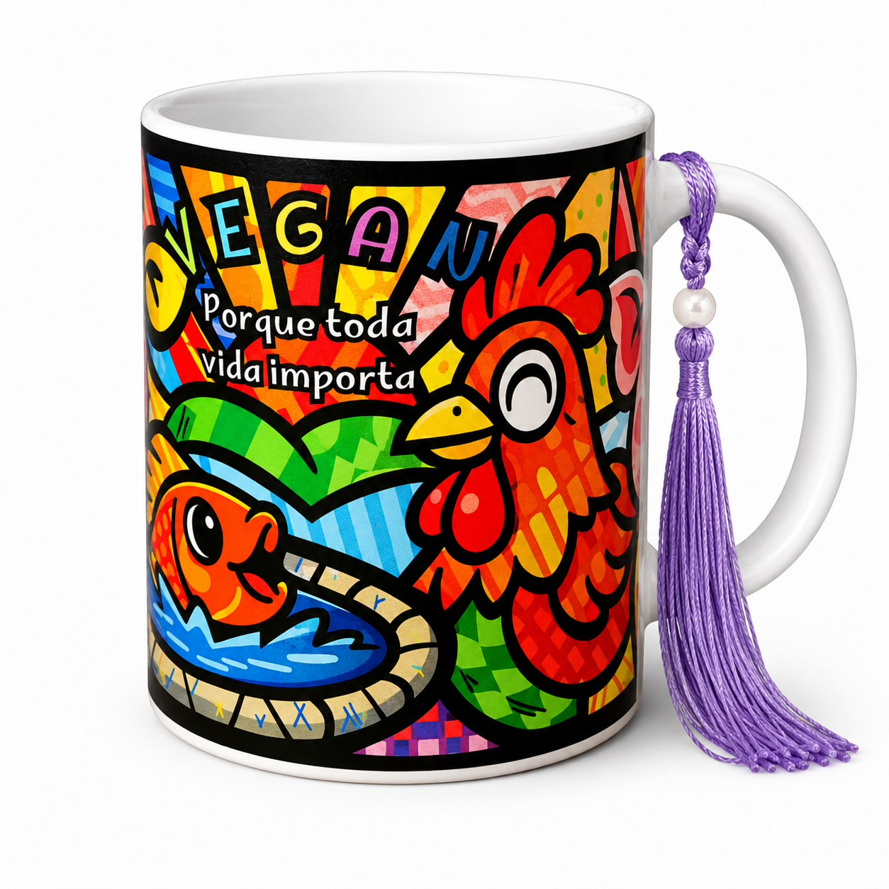 Caneca de cerâmica"Vegan porque toda vida importa" - Imagem 4