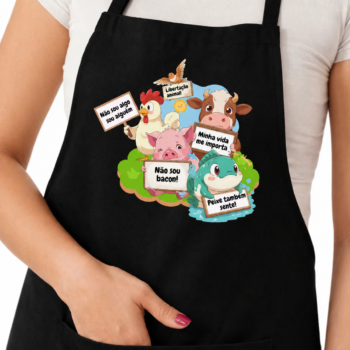 Avental com bolso "Protesto animais"
