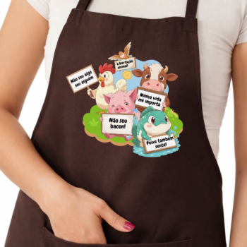 Avental com bolso e ajuste "Protesto animais"