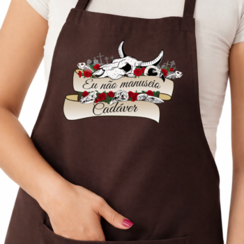 Avental com bolso e ajuste "Não manuseio cadáver"