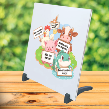 Azulejo decorativo 15x15cm "Protesto animais"