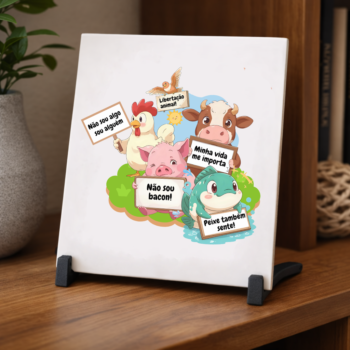 Azulejo decorativo 15x15cm "Protesto animais"