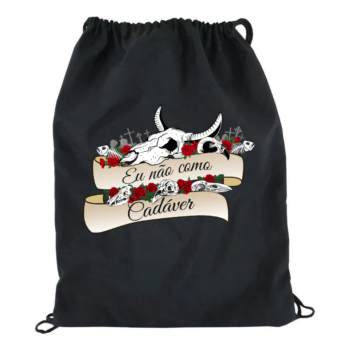 Mochila Saco Preta "Não como cadáver"