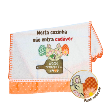 Pano de prato "Cozinha sem cadáver" com patchwork