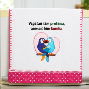 Pano de prato "Animais tem família" com patchwork