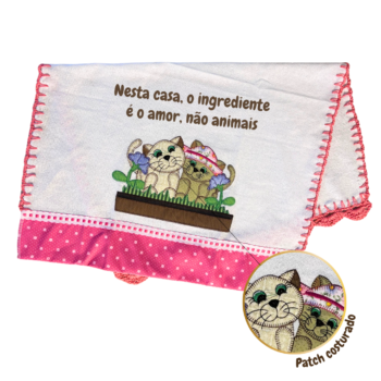Pano de prato "O amor é o ingrediente" (2) com patchwork