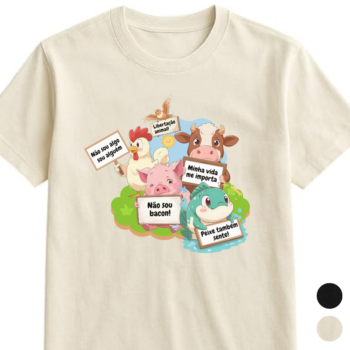 Camiseta "Protesto animais" 100% algodão