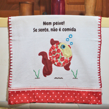 Pano de prato "Nem peixe" com patchwork
