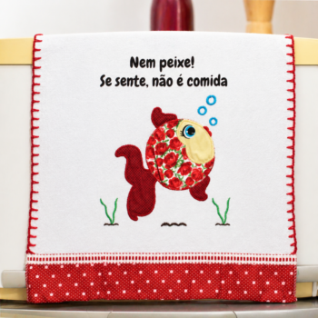 Pano de prato "Nem peixe" com patchwork