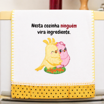 Pano de prato "Casal pintinhos" com patchwork