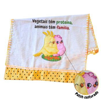 Pano de prato "Casal pintinhos" com patchwork