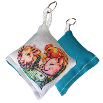 Chaveiro de almofada "Vegan pelos animais"