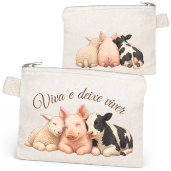 Bolsinha/ Necessaire 100% algodão "Viva e deixe viver"