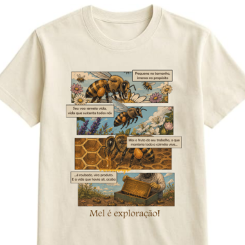 Camiseta "Mel é exploração" 100% algodão