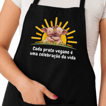 Avental com bolso "Cada prato vegano"