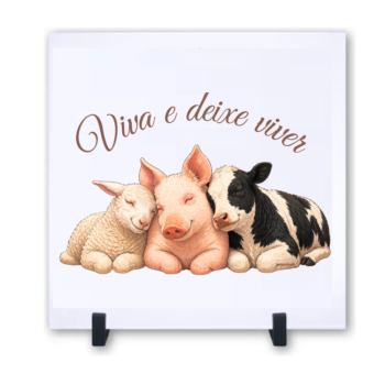 Azulejo decorativo 15x15cm "Viva e deixe viver"