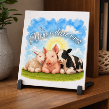 Azulejo decorativo 15x15cm "Viva e deixe viver"