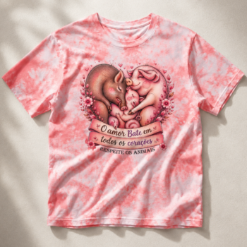 Camiseta "Coração vegano" Tie Dye 100% algodão