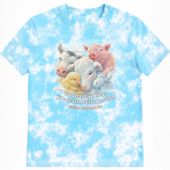 Camiseta/ Baby look "animais de nuvens" Tie Dye 100% algodão