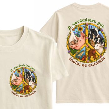 Camiseta/ Baby look  "Paz, amor e veganismo" 100% algodão