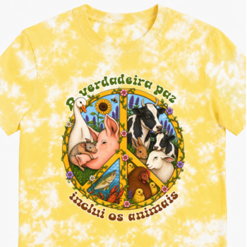 Camiseta/ Baby Look "Paz, amor e veganismo" Tie Dye 100% algodão