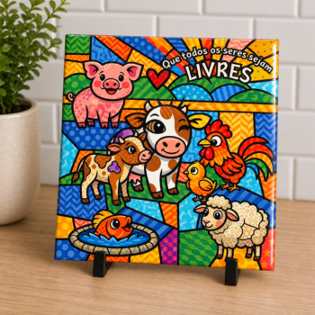 Azulejo decorativo 15x15cm "Animais livres"