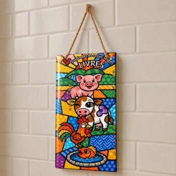 Azulejo decorativo 10x20cm "Animais livres"