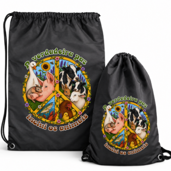 Mochila Saco Preta "Verdadeira paz"
