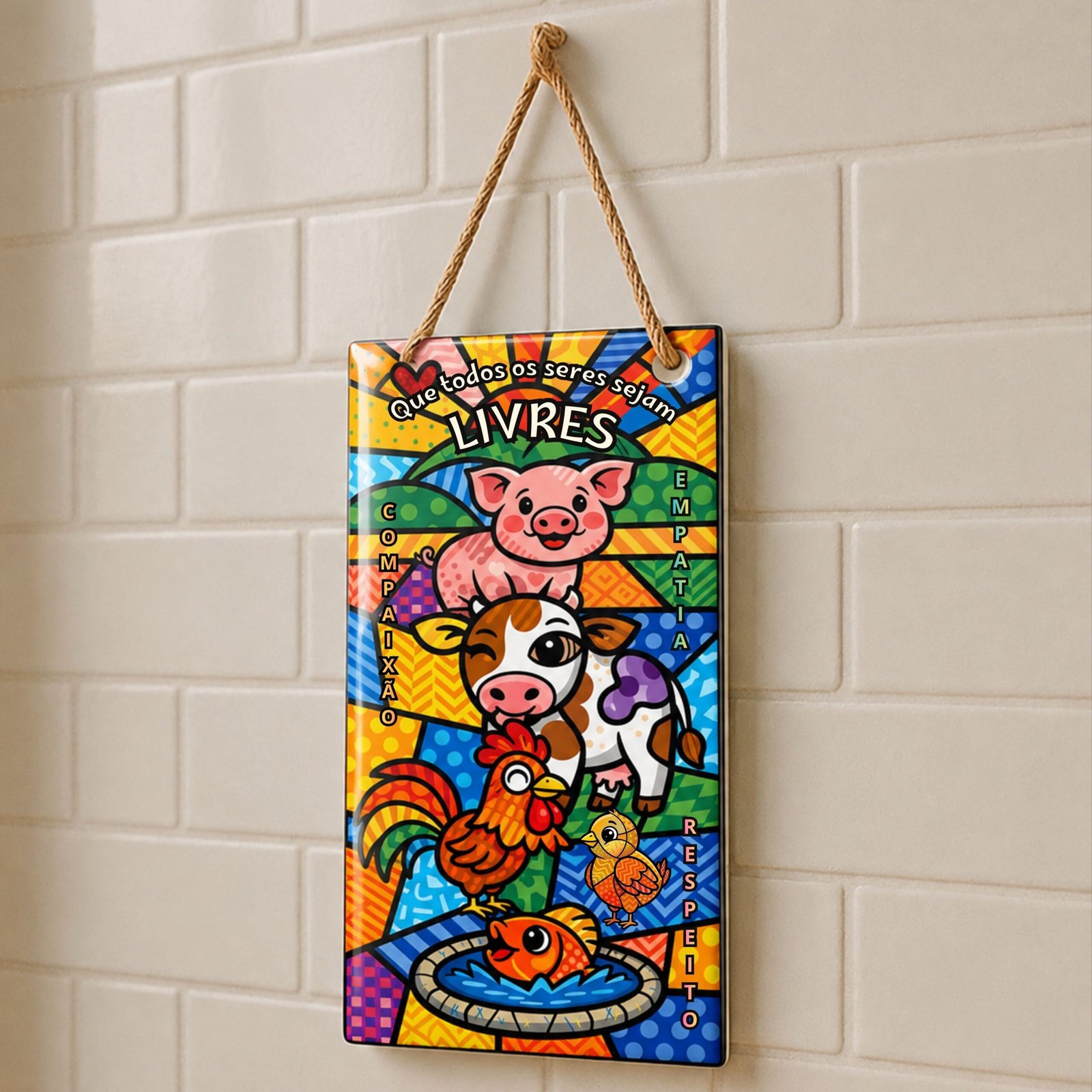 Azulejo decorativo 10x20cm "Animais livres"