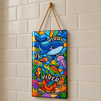 Azulejo decorativo 10x20cm "Viva e deixe viver"