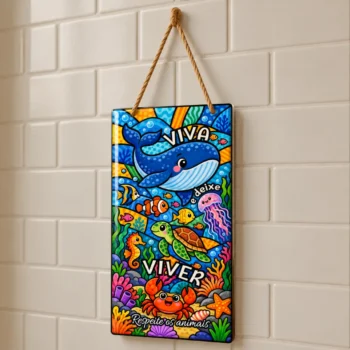 Azulejo decorativo 10x20cm "Viva e deixe viver"